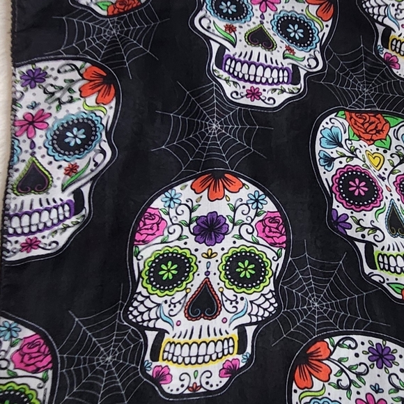 Skull and Spider Web Print Polyester Scarf - Picture 2 of 8